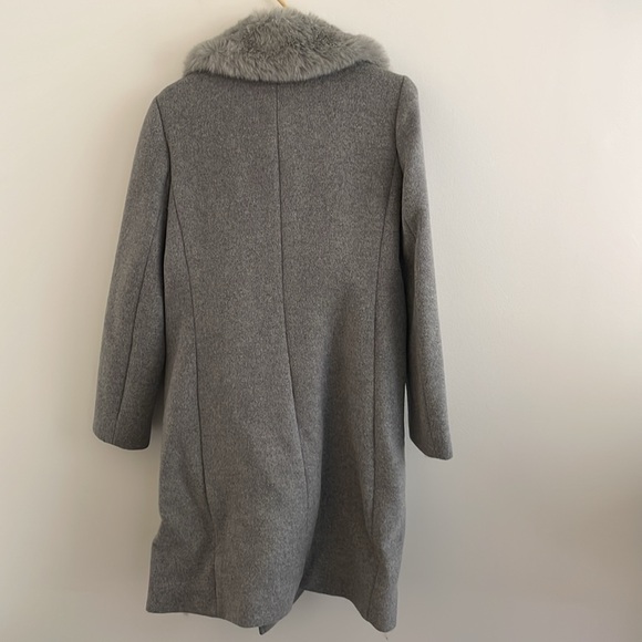 CLUB MONACO | Grey wool jacket with faux fur collar - Picture 4 of 5